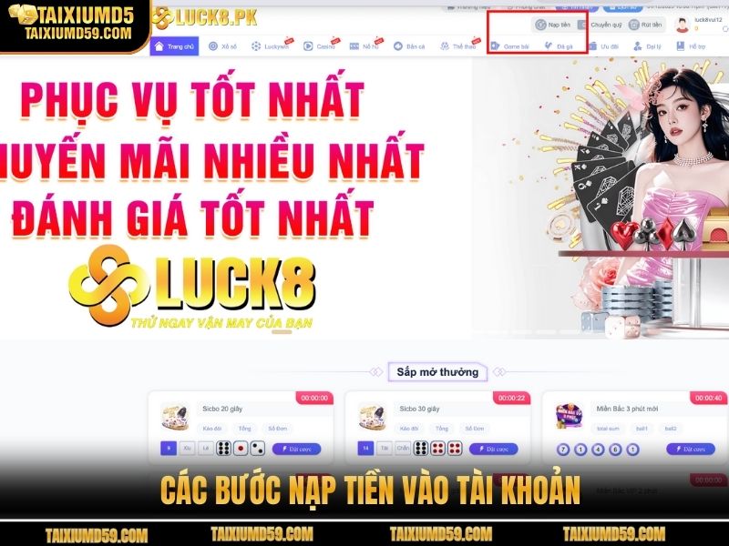 Các bước nạp tiền vào tài khoản