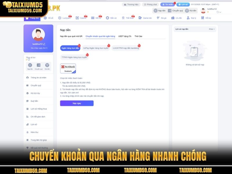 Chuyển khoản qua ngân hàng nhanh chóng